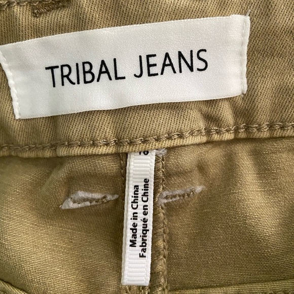 TRIBAL Audrey Hugging Button Fly Wide Leg Pant Olive Khaki Sz 16 NWT - Picture 12 of 15